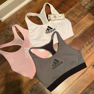 Adidas White and Pink Crop Tank Top Fitted Style